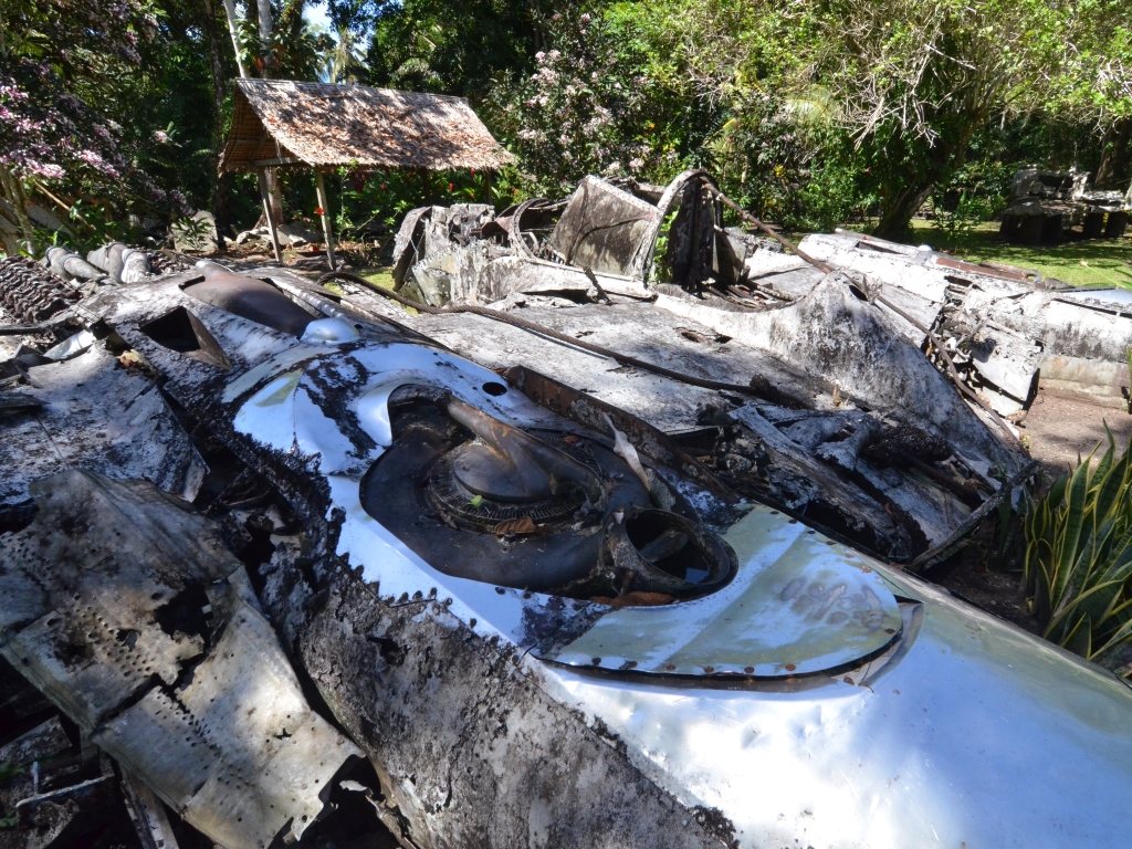 山本五十六長官機を撃墜した同型の米国製P38ライトニング戦闘機の残骸